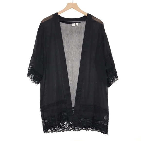 BP Sheer Lace Open Front Cardigan L - Picture 1 of 7